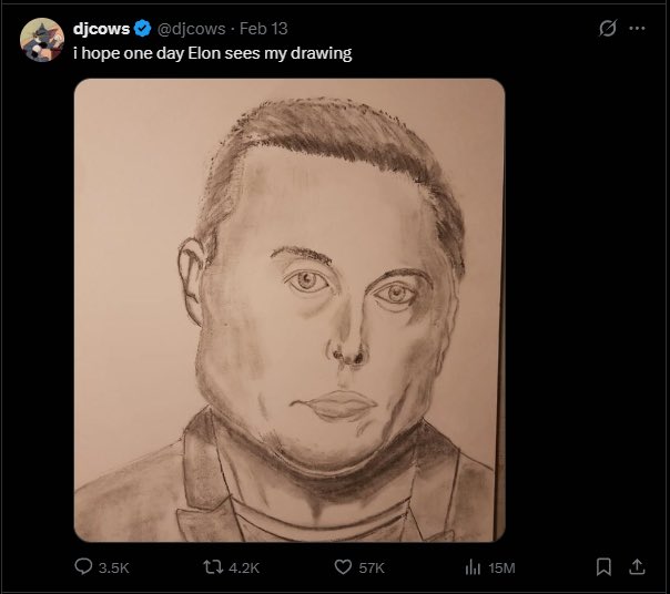 I love this drawing, the people who loved most to Elon , more than his family .! 
Do you like it ???