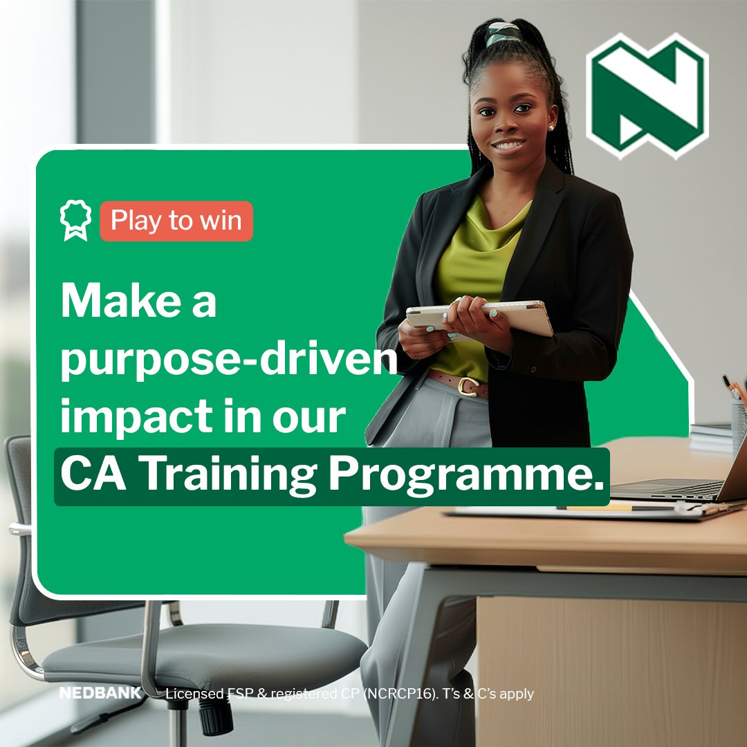 Build the CA career you've been dreaming of with the Nedbank CA Training Programme. 

From tailored rotations to mentorship and dedicated board exam support – we'll help you build a CA career.
Apply now: ow.ly/Kgfq50Ye9Nl 
Applications close on 28 February 2026.