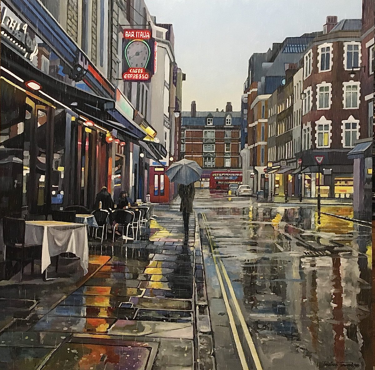Good morning! This week's theme is Soho.
-----
'Frith Street, Rain' by Jonathan Stewardson
jonathanstewardson.com