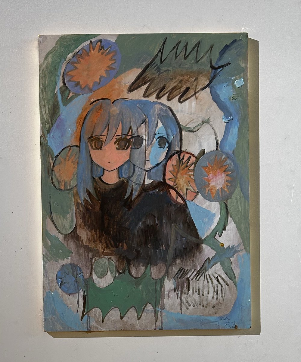 平面作品ですが、割とでこぼこしてるのでミテネ……アトリエみつしまキテネ……明日から🎶