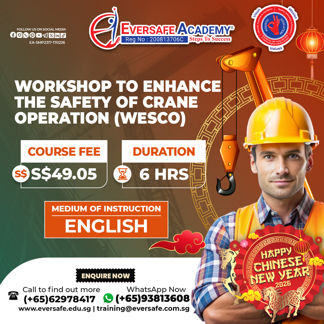 EversafeAcademy's tweet image. Crane Operation Safety Workshop (WESCO) |  Eversafe Academy SG
#CraneSafety #WESCO #HeavyLifting #EversafeAcademy #WorkplaceSafety #WSHSingapore #CraneOperator #SafetyWorkshop #ConstructionSafety #SingaporeIndustry #CNY2026