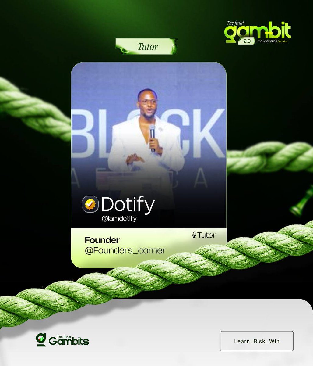 𝐓𝐔𝐓𝐎𝐑'𝐒 𝐑𝐄𝐕𝐄𝐀𝐋 2.0
Here we go!

Presenting to you Dotify <a href="/Iamdotify/">Dõtìfý🥷</a> , founder of <a href="/Founders_corner/">Founders Corner</a> . He's one of the best on-chain analysts to ever grace the game....An expert at leveraging on-chain data, key metrics, and real-time wallet moves to spot hidden gems.