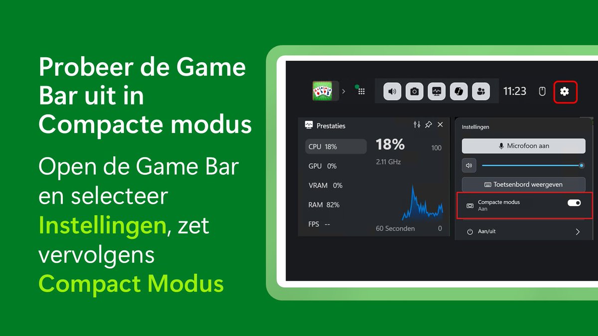 'Game Bar is verkrijgbaar in reisformaat 🎮
Zet die van jou op Compact Mode in de Xbox-app op Windows:

msft.it/6010QTcDy