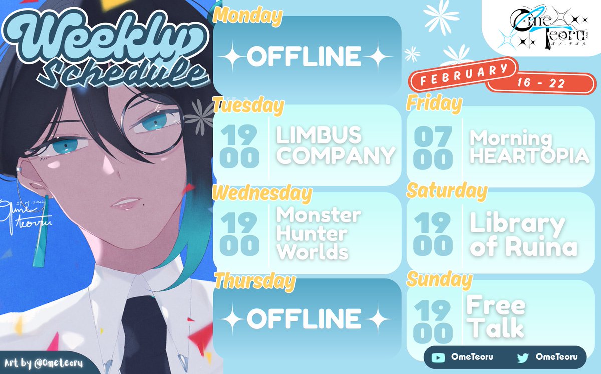 ✨THIS WEEK'S SCHEDULE ✨

We hunting monster this weeks⚔️🐉

See you on stream ~

Hashtag :
Main #Ometeoru
Art #Omeart
Meme #Omemes
Nsfw #yabeome

#Vtuber #VtuberEN #vtuberID #VTuberUprising