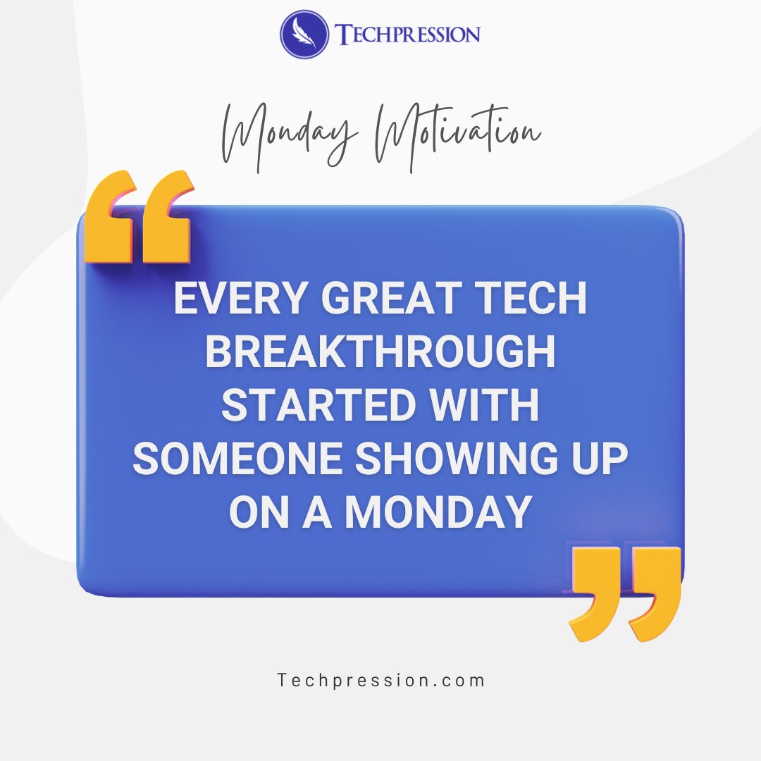 Techpression_'s tweet photo. No breakthrough happens by accident. 
It starts with commitment, even on Mondays.

👉 Follow @Techpression_ for weekly tech insights
#techpression #technews #mondaymotivation https://t.co/N69xeTPd4a