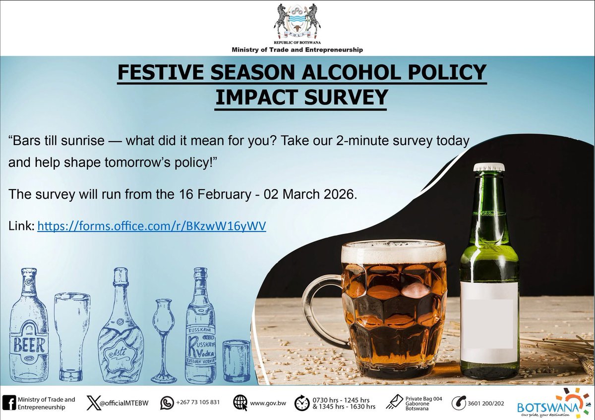 FESTIVE SEASON ALCOHOL POLICY IMPACT SURVEY

During the recent festive season, liquor outlets were permitted to operate from 10:00am until 6:00am. This was a significant departure from standard operating hours and generated public debate on its economic, social, and health