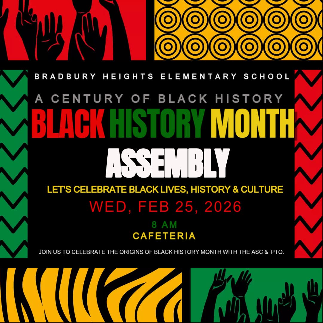 BradburyHeights's tweet image. BLACK HISTORY MONTH ASSEMBLY ❤️🖤💚💛

HOSTED BY THE ASC &amp;amp; THE PTO
THEME: A CENTURY OF BLACK HISTORY COMMEMORATIONS
WEDNESDAY, FEBRUARY 25, 2026 
8 AM 
CAFETERIA 

#bradburyheights #BHES #BHESPTOSQUAD #BHESEagles