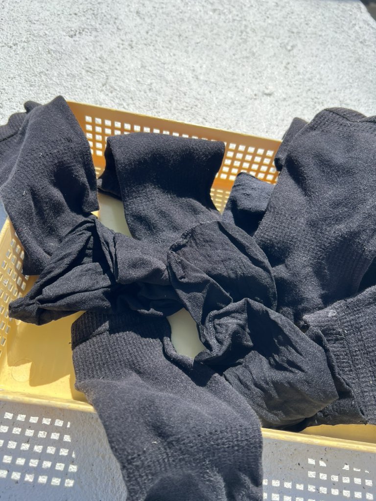 ku808809's tweet photo. 鄰居曬在頂樓的兩雙短黑絲，你們會怎麼處理呢！？ https://t.co/B4qOJrqibX
