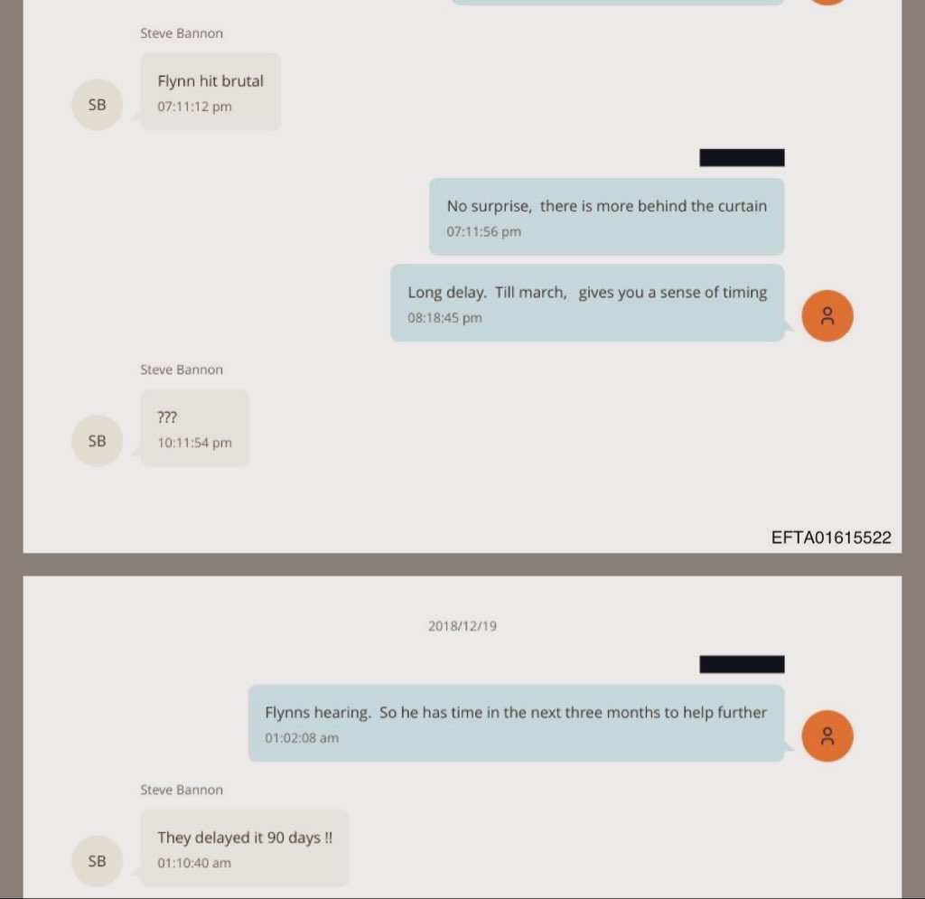 Steve Bannon and Epstein

“Flynn hit brutal”

“… he [Flynn] has time in the next three months to help further.”

What was Flynn helping Epstein and Bannon with?