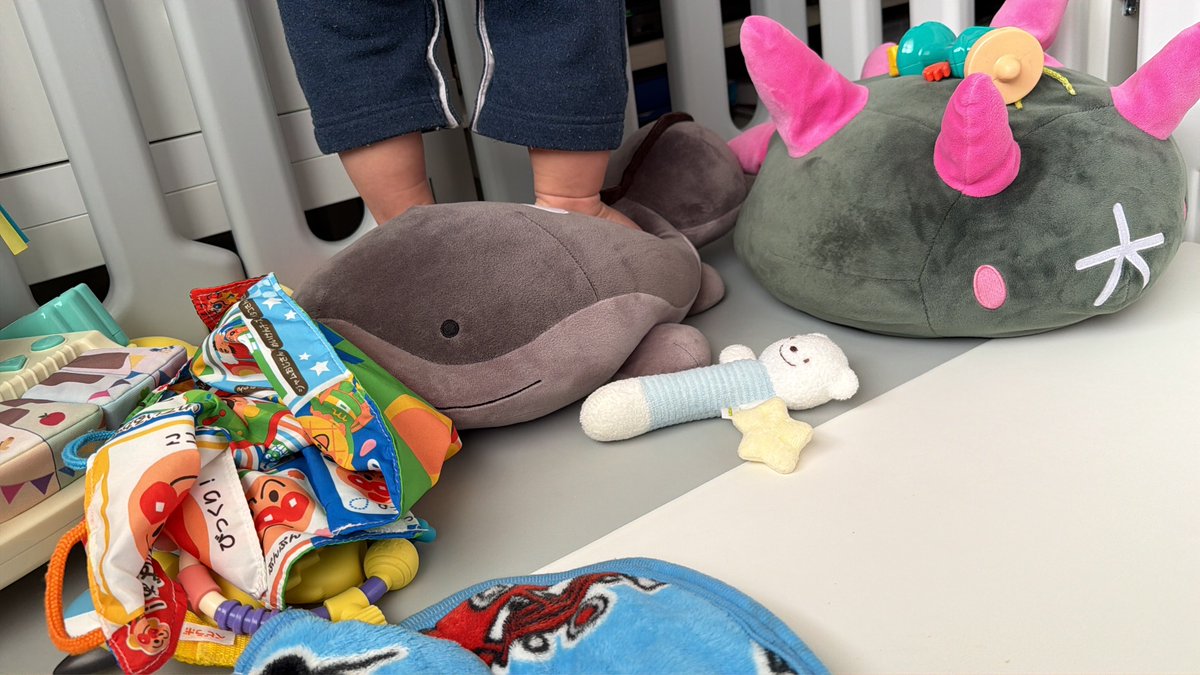 予防接種から帰ってきたお子、
飯食ってミルク飲んで掴まり立ちでエクレアのぬいぐるみ踏みつけて何してるのかと思ったらうんこ踏ん張ってる。。。
とりあえずそこから降りようか。。。