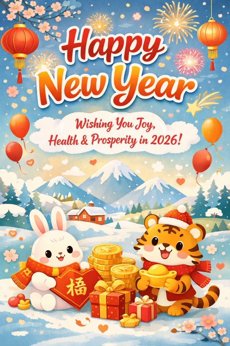 🎉 Happy New Year! 🎆

Wishing you a prosperous and exciting year ahead filled with innovation, success, and new opportunities! 🌟

Let’s continue to push boundaries, embrace new challenges, and make this year even more amazing than the last. 🚀
 🥂✨ #HappyNewYear #2026Goals