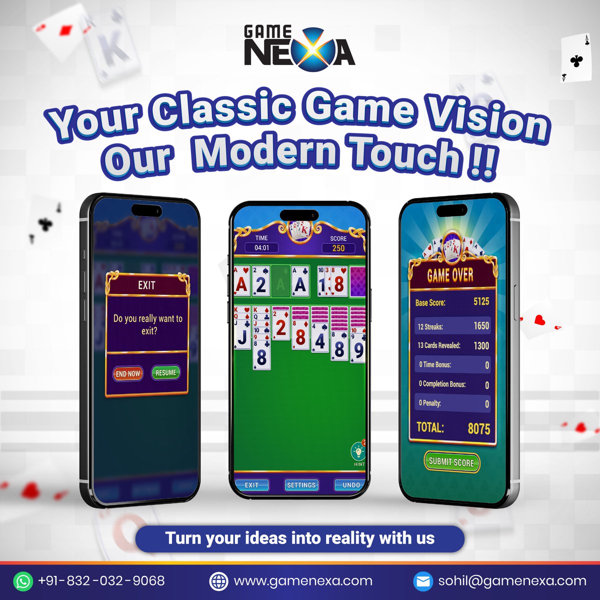 gamenexastudio's tweet photo. Have a solitaire idea in mind?
Let’s turn it into a polished, player-ready experience 🚀
Turn your game idea into reality with us. Let’s talk 💬
📧 sohil@gamenexa.com
#Solitaire #CardGame #GameDev #MobileGaming #IndieGameDev #GameCreators #BuildYourGame https://t.co/wTB54AK6pi