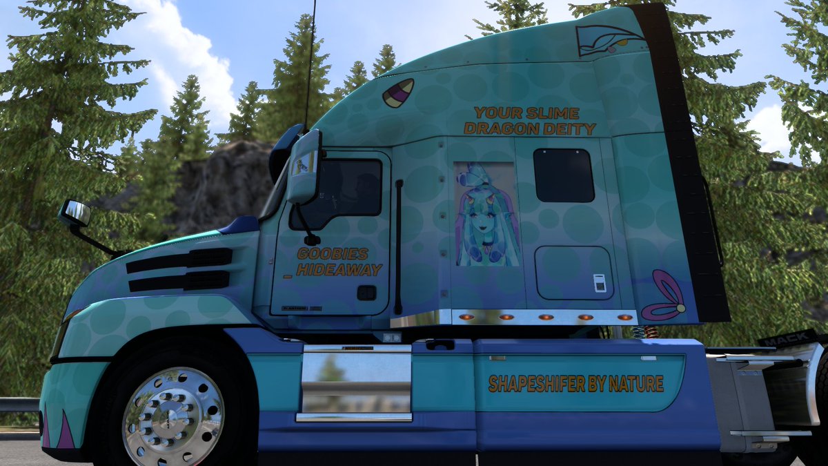 Welcome to the fleet! Goobies_ _Hideaway
joins us as the 48th truck livery with a Vtuber theme. 

Truck: Mack Anthem
Art: me 
#art  | #simulator  | #vtuber | #SCSSoftware | #SCS | #ATS | #mack
