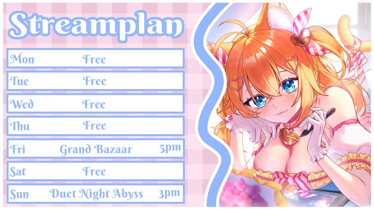 💙Streamplan for this week💙

Timezone CET!