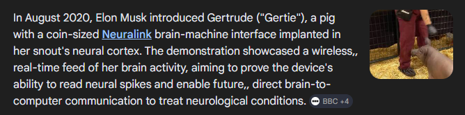 We have been in animal meta and have never bonded Elon's pig on pumpswap

Elon has a pig name Gertie that has a coin-sized neuralink brain-machine 

For some reason this has not been done right

Neuralink posted an article about Gertie yesterday 

(linked below)