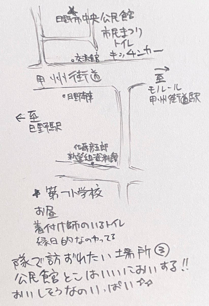 ひの新選組まつり応募締切まであと12日
去年は自由に街歩きが出来たから今年も？出来れば隊のみんなで行動するとかっこいいなぁて思う。第一小学校は午後の出発地やお昼の場所でもあるからおさえといて！着付け師もいるからトイレはここが良い。各資料館も行くと喜ばれる
#ひのパレ #ひの新選組まつり