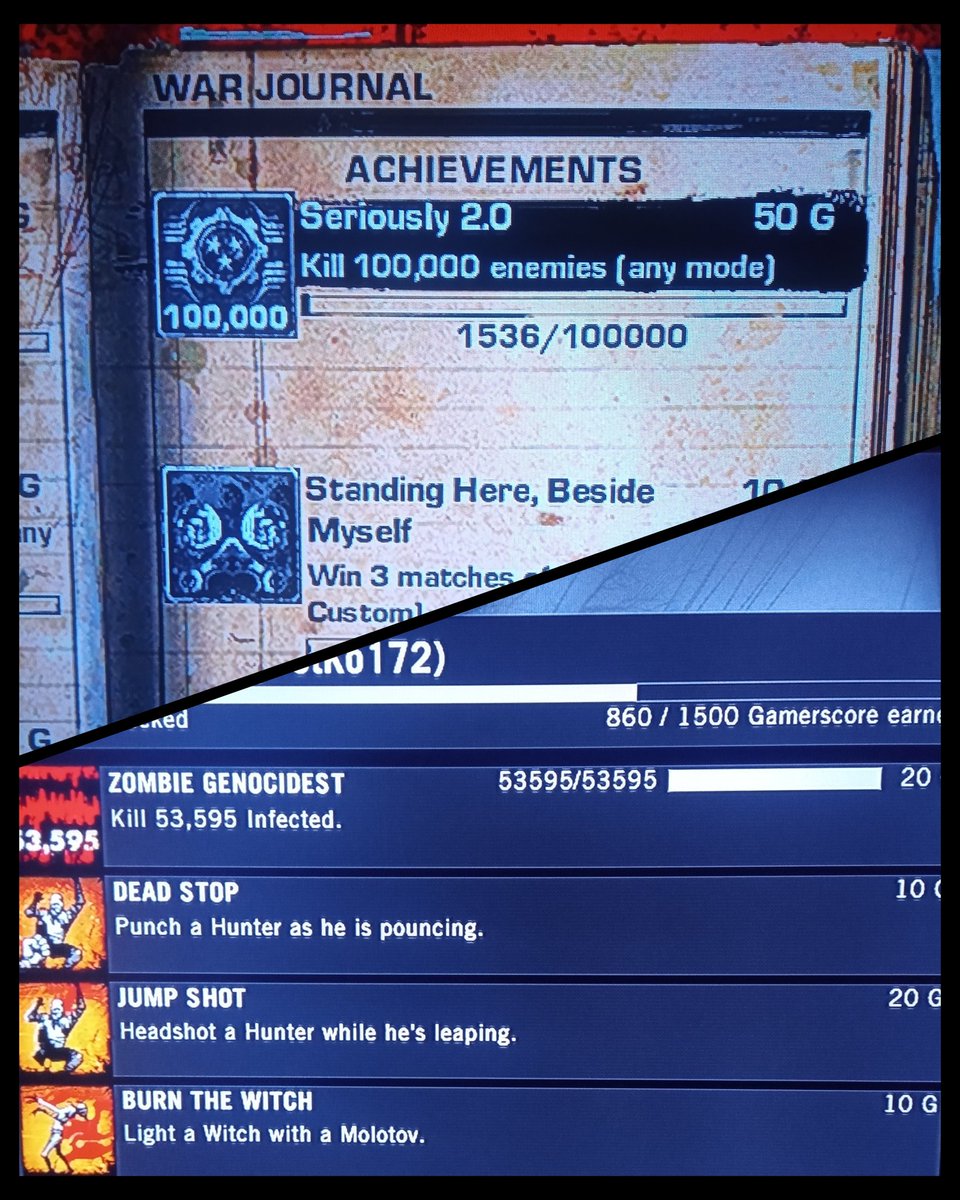 CValues50813's tweet photo. 53,595 Zombies took forever, but 100,000 Locusts I feel is going to be a breeze😎 #xbox360 #gamer #gaminglife #GearsofWar #Left4Dead #achievementhunting https://t.co/Gb1Ah2Wmxz