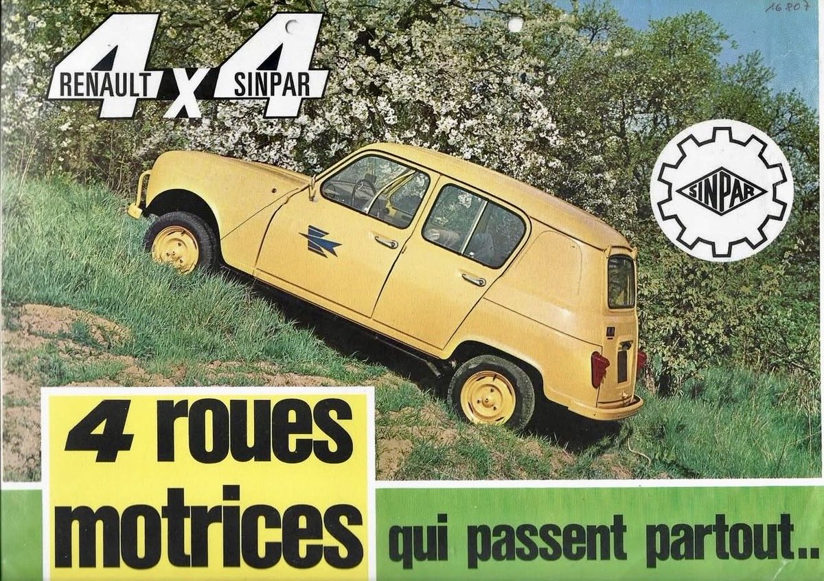 ArchivumVatican's tweet image. 1960s: One of the few 4x4 vehicles used by the French postal service to deliver mail in hard-to-reach places. It is a Renault 4L Sinpar. I don't think the French postal service had many vehicles like this one. 🤔#philately #LaPoste #postman #renaul4l #renault4 #Sinpar