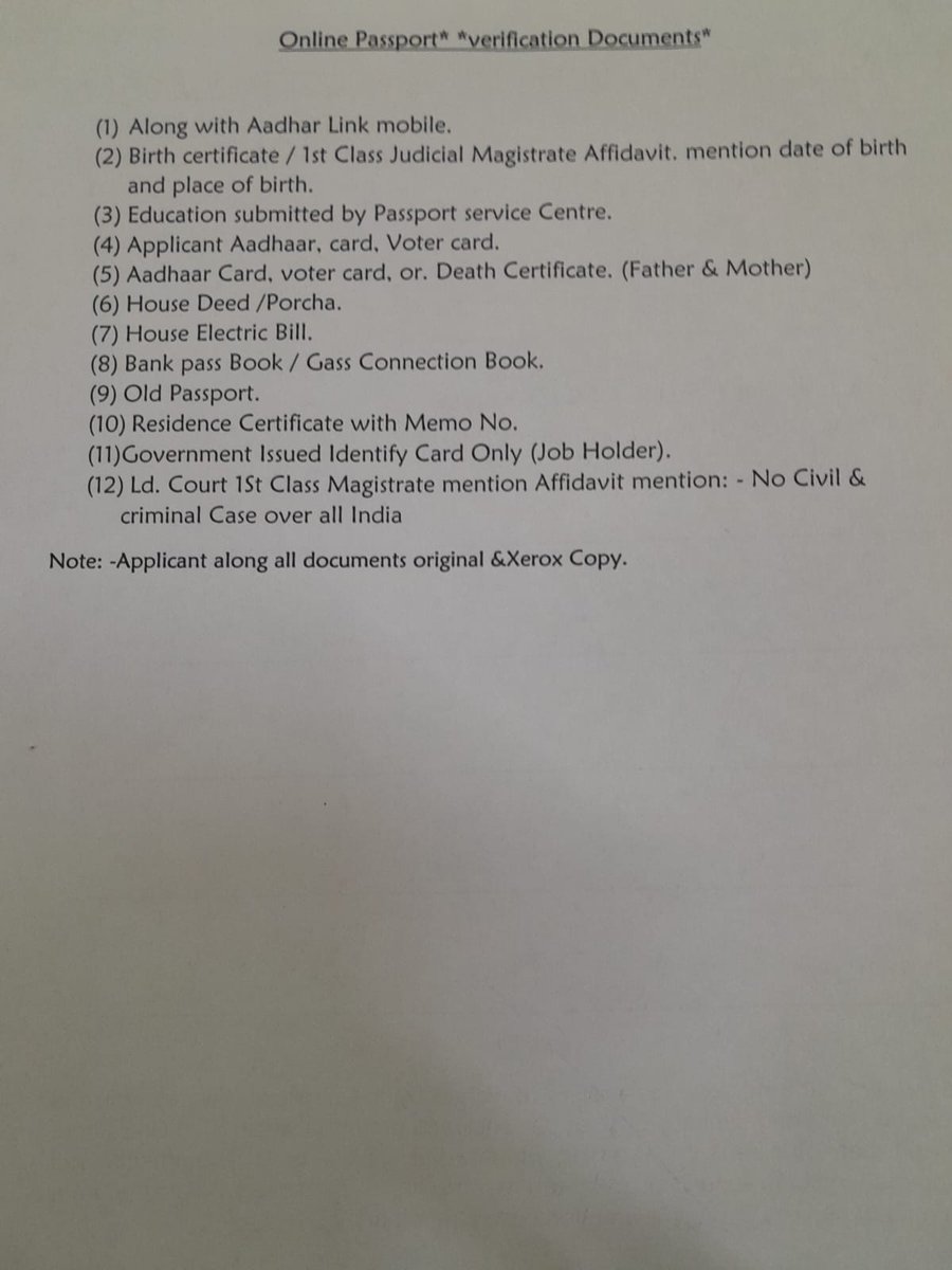 ChandakKumar's tweet photo. @passportsevamea @MEAIndia recently i have applied for my Father and Mother Passport, both aged 64 and https://t.co/IoB4MBoery in passport office was very smooth. Police verification was initiated. Here is the list of documents asked by the DIG police inspector, all docs are req https://t.co/DUbSsvYHdf