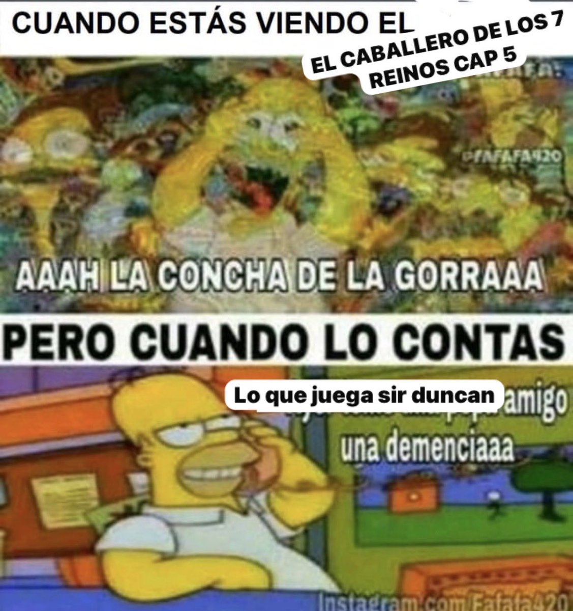 Por dios que capitulo la puta madre , esas sensaciones de partido decisivo que solo causaba GOT y nada mas, bendito sea el caballero de los 7 reinos, ningun cap de HoD me hizo sentir asi. Increible lo de esta serie 🙏