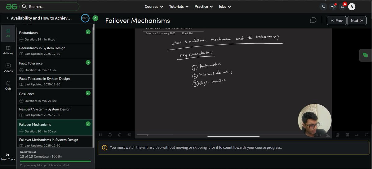 noMore_Delays's tweet photo. Deep dive into Failover Mechanisms @GeeksforGeeks 💚
Failover is about designing systems that automatically switch to backup components when failures occur — minimizing downtime and ensuring continuity.
📚Course Link:
https://t.co/n77lY7IDGV
#three90challenge #commitwithgfg https://t.co/7TWmnUu2js