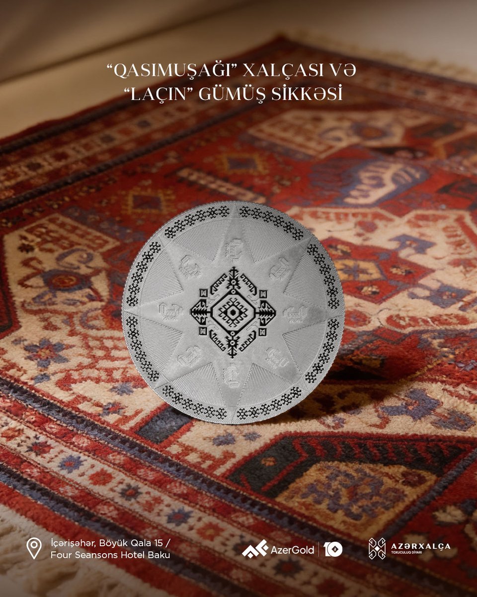 Azergoldgift's tweet photo. Qarabağ xalçaları – tarix, sənət və dəyər bir arada!
#Azərxalçadan Qarabağ xalçası əldə edin, «Laçın» və ya «Çələbi» gümüş sikkəsini hədiyyə qazanın! 

Ünvan: İçərişəhər, Böyük Qala 15 
Four Seasons Hotel Baku 

#AzerGold #Azerxalça #Azərbaycan #Gümüş #hədiyyə #gift #gümüş https://t.co/z9sJTfwDNj