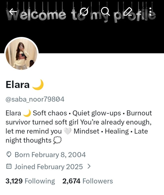 Elara 🌙  
New name, same heart 🤍  
From burnout to soft glow — still here reminding you: You’re already enough 💫  

If you're still with me, drop a 🤍  
Repost to spread the vibe  
Bookmark if this hit home  

Follow for quiet healing &amp; late-night thoughts 🌙  
Thank you for