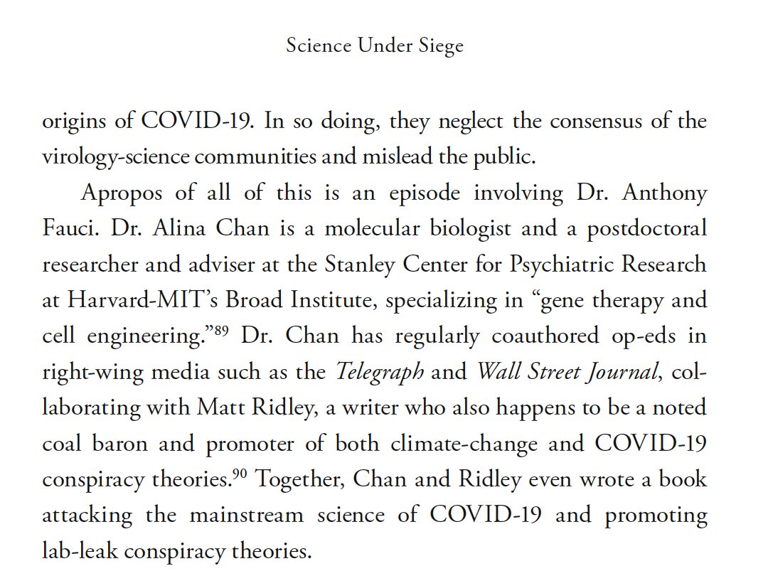 Since Matt Ridley is back in the news, a reminder that he's an equal opportunity (climate and COVID) science denier. An excerpt from #ScienceUnderSiege (by <a href="/PeterHotez/">Prof Peter Hotez MD PhD DSc(hon)</a> &amp; yours truly):