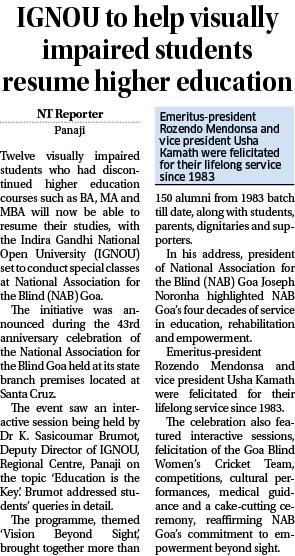 National Association for the Blind - Goa (@nab1983goa) on Twitter photo 