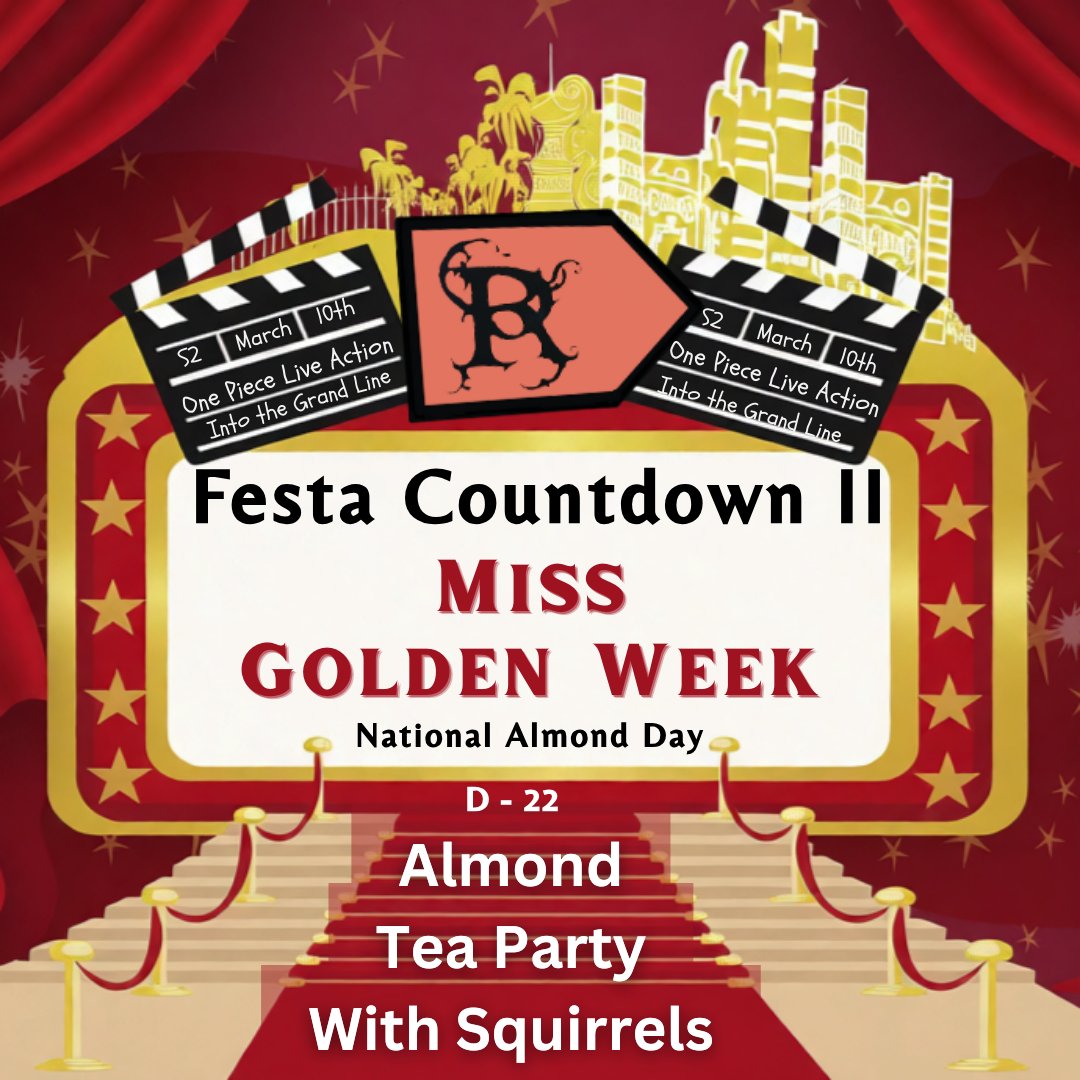 D-22 Prompt: Miss Golden Week having an almond themed tea party with squirrels! 🐿️ 

  What kind of treats will this gathering bring? 

Remember to use the hashtags: #OPLAFesta #NationalAlmondDay
