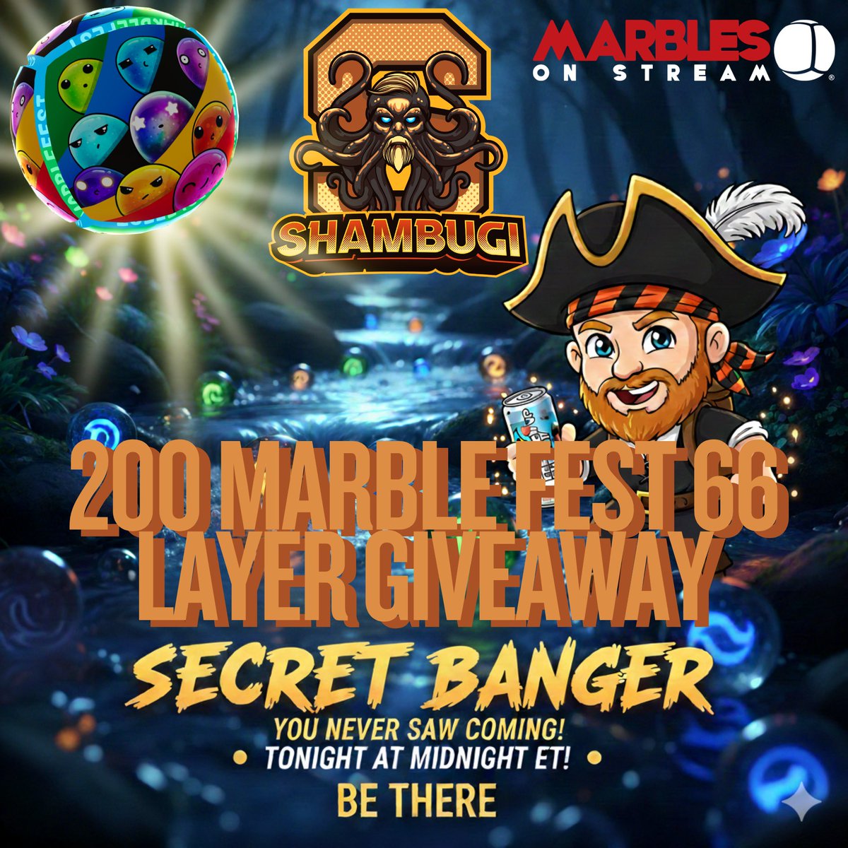 Midnight mayhem is happening RIGHT NOW at Shambugi’s! We’ve teamed up with Marbles on Stream and <a href="/PixelbyPixelStu/">Pixel by Pixel Studios</a> for a secret event you won't want to miss.

🎁 Prize: 200 Marblefest 66 Layers 
📍 Where: Find Link in bio
Get in the race or get left behind. 🏃💨
