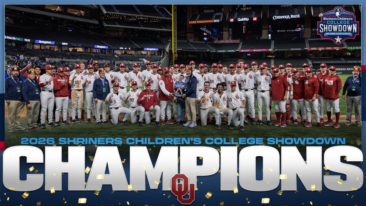 🏆 <a href="/OU_Baseball/">Oklahoma Baseball</a> 🏆

The Sooners are your 2026 Shriners Children’s College Showdown Champions!