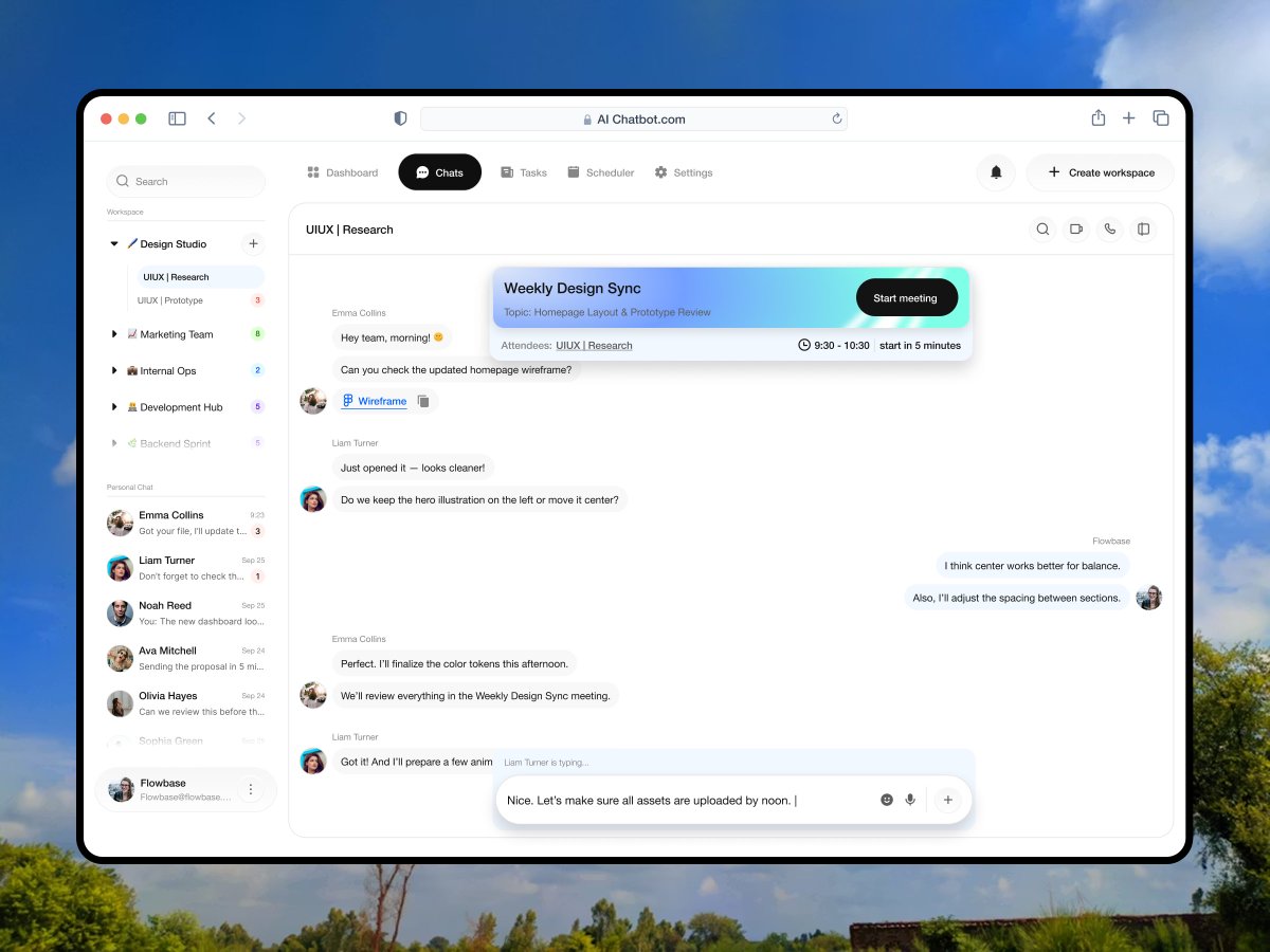airzonagency's tweet photo. Team Chat Dashboard UI

https://t.co/B5LmSdjoYj

#UIUX #ChatUI #DashboardDesign #SaaSDesign #ProductDesign #UIDesign #UXDesign #DribbbleShot #InterfaceDesign #minimaldesign https://t.co/uIpmlIkw6u