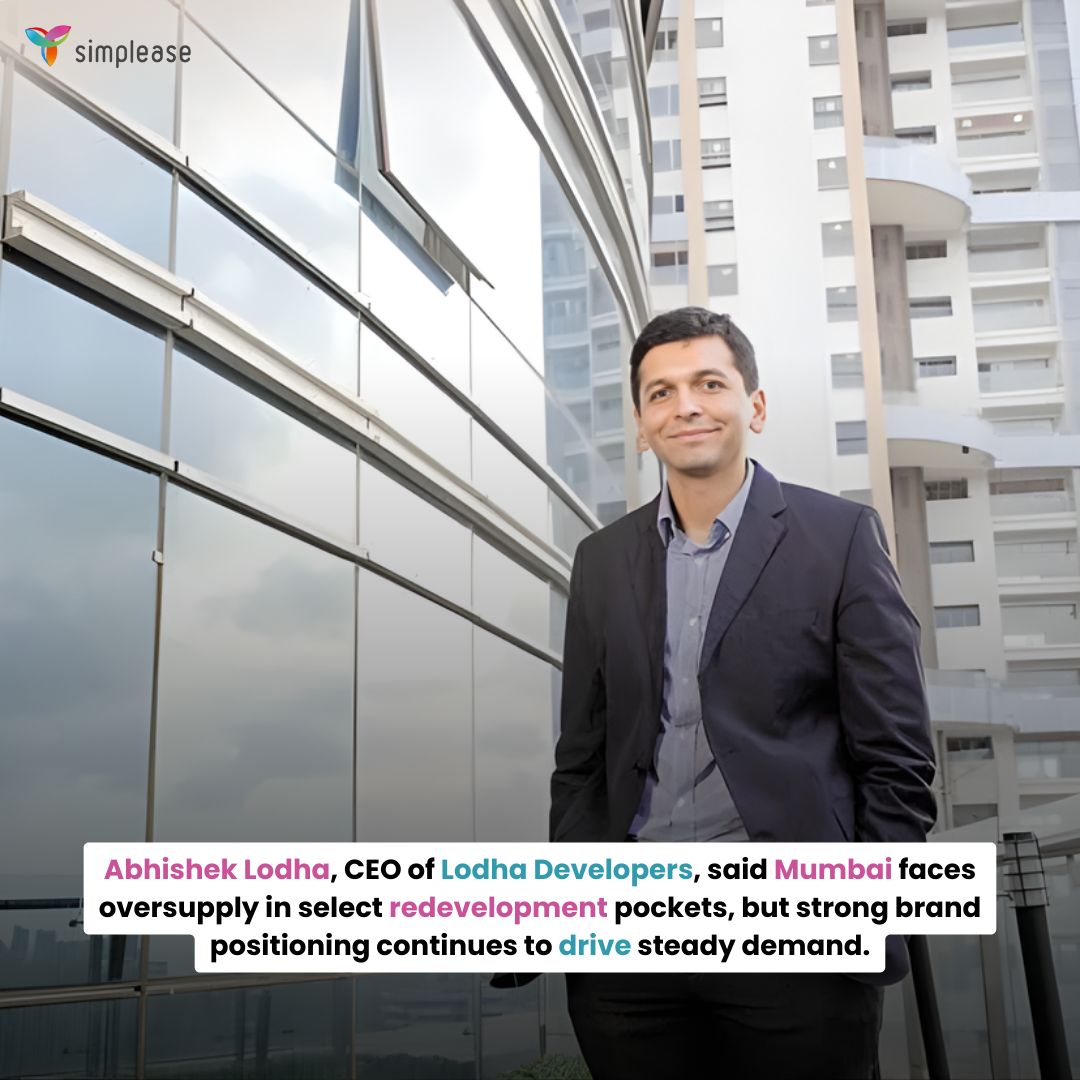 Mumbai has oversupply in redevelopment “pockets,” but demand for strong brands remains steady, says Lodha Developers CEO Abhishek Lodha 🏙️

Affordable housing below ₹75 lakh sees slowdown, while premium segment consolidates.

#MumbaiRealEstate #Lodha #HousingMarket