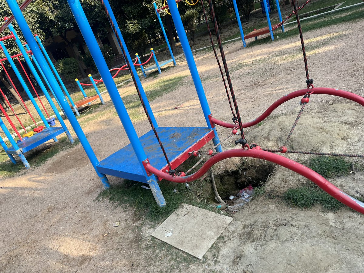 <a href="/CeoNoida/">CEO, NOIDA Authority</a>  please look into it . It a pit on playground of children in maghdutam park sector 52 . Guard Anant ram yadav is misbehaving. Its a height of carelessness 
<a href="/noida_authority/">NOIDA Authority</a> take action ASAP 
#NoidaTragedy 
Please follow threads for more photos of carelessness