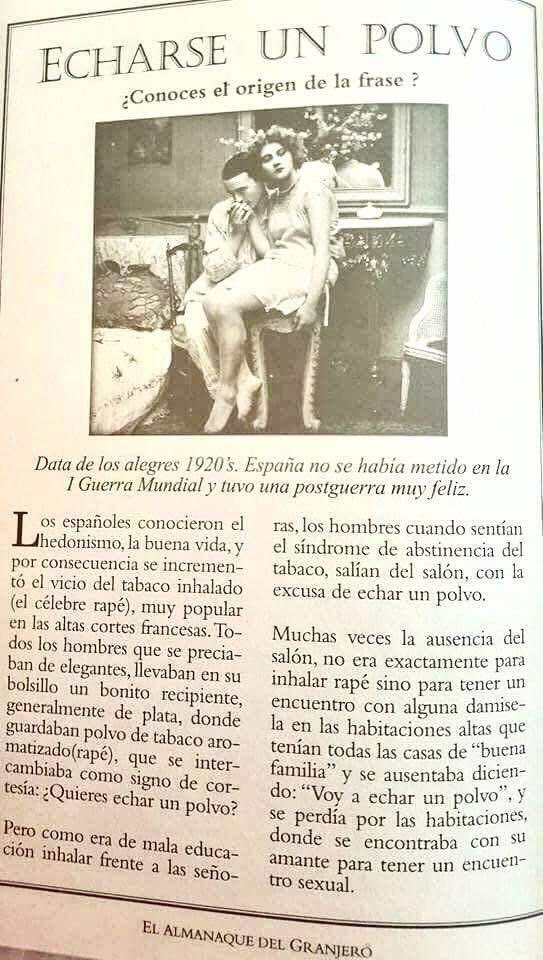¿De donde viene la expresión “echarse un polvo” para aducir a los encuentros sexuales? Descúbralo aquí... 

#ElDato que nos comparte <a href="/bethzaidalisett/">Bethzaida</a>