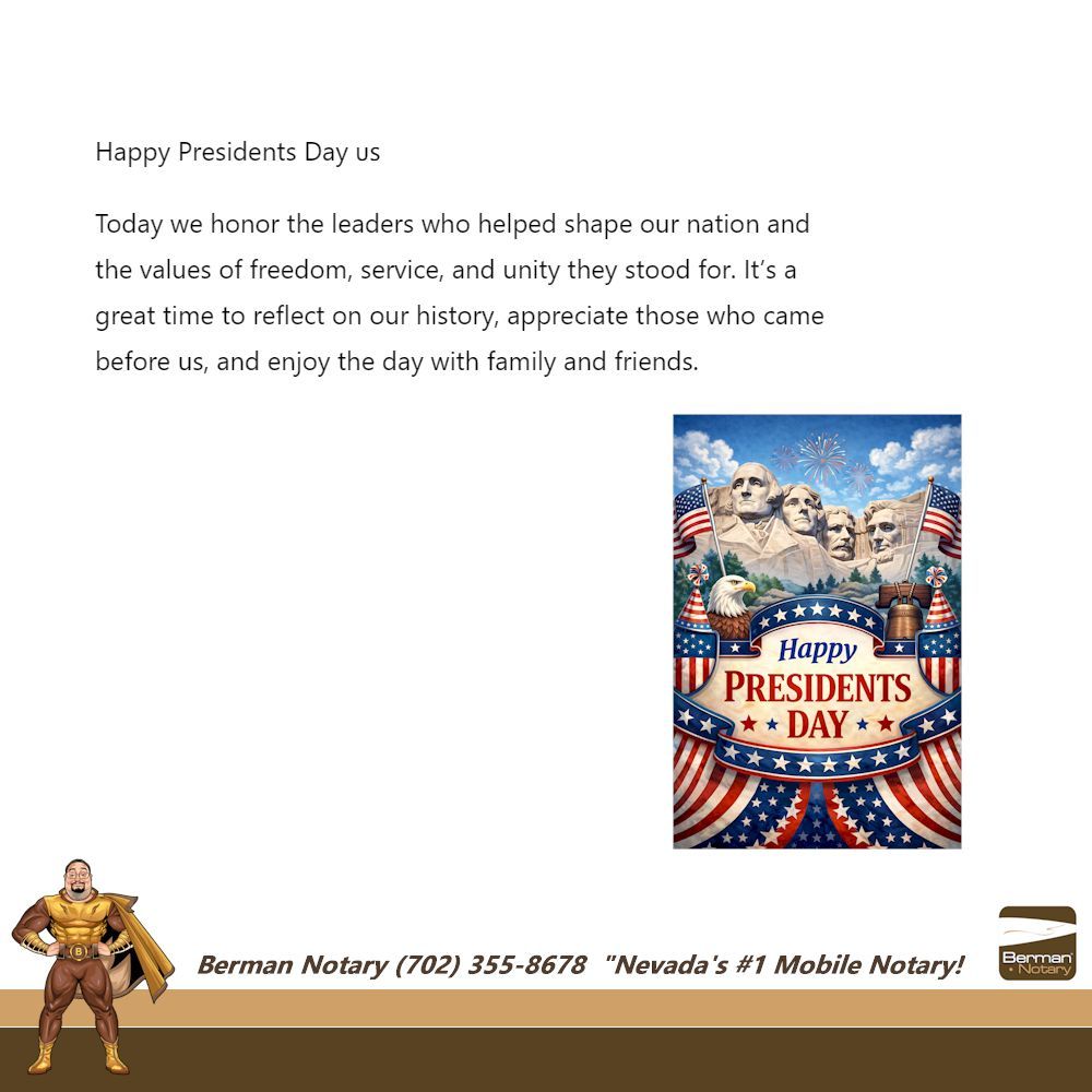 Visit us online: BermanNotary.com
#BermanNotary #MobileNotary #NevadaNotary #VegasMobileNotary
#WeNotarize #GoToNotary #VotedBestNotary #NotaryPublic