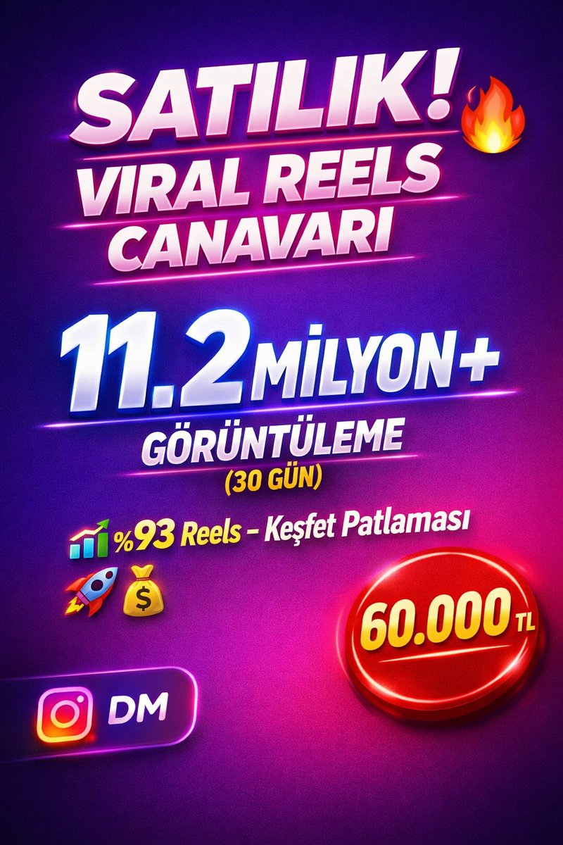 ozgur_dogan_y's tweet photo. SATILIK!
VİRAL REELS HABER CANAVARI 🔥
https://t.co/76XGTrx4fO
Keşfet'te patlayan organik reach makinesi

Son 30 Gün Performansı 💥
📈 11.238.822 Görüntüleme / Impressions
👥 5.071.024 Erişilen Hesap
🚀 +1.690,9% Büyüme
🎥 %93,3 Reels Videoları
🔥 Takipçi olmayanlara %92,4 ulaşım!

Bu Hesap Neden Altın Değerinde? 💎
Organik Keşfet / Reels viralitesi çok güçlü
Haber / Güncel / Meclis tarzı içerikle hazır kitle
Medya ajansları, haber sayfaları veya Reels büyütmek isteyenler için ideal
Bot değil, tamamen organik patlama
Bu reach'i yakalamak için reklam + zaman harcamak yerine hazır teslim al!

Sadece 60.000 TL!
💰 Bu fırsatı kaçırma, benzer viral hesaplar 2-3 katına gidiyor!
Hemen DM at, analitik ekran görüntülerini + detayları paylaşayım 📩

Viral haber hesabı arıyorsan doğru yerdesin!
https://t.co/76XGTrx4fO hazır teslim 🚀
İlk gelen alır – DM'ler açık! ⏳