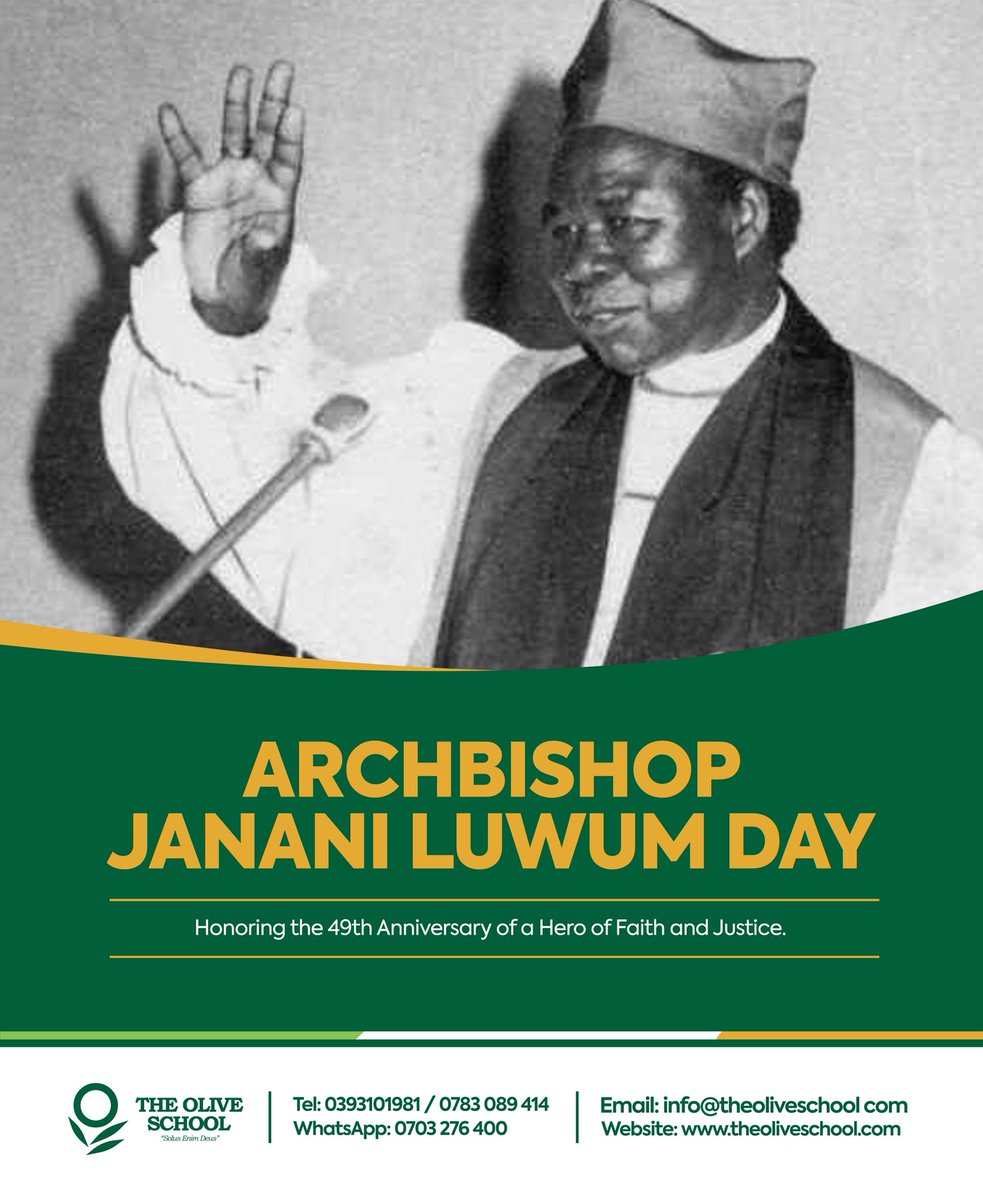 the_oliveschool's tweet photo. Today we remember Archbishop Janani Luwum, who stood for truth, courage, and justice. May we raise children who choose what is right.
#JananiLuwumDay #FaithAndIntegrity #TheOliveSchool #RaisingLeaders https://t.co/B9DwVHxQdl