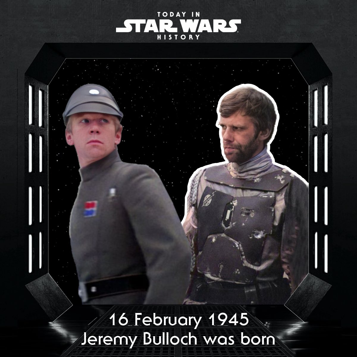 16 February 1945 #TodayinStarWarsHistory "Put Captain Solo in the cargo hold.” #BobaFett #JeremyBulloch