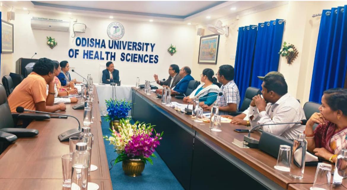 OUHS_BBSR's tweet photo. Meaningful discussions under the chairmanship of Hon’ble Vice Chancellor of OUHS regarding healthscience education &amp; research…. https://t.co/4oGE6XQ95K