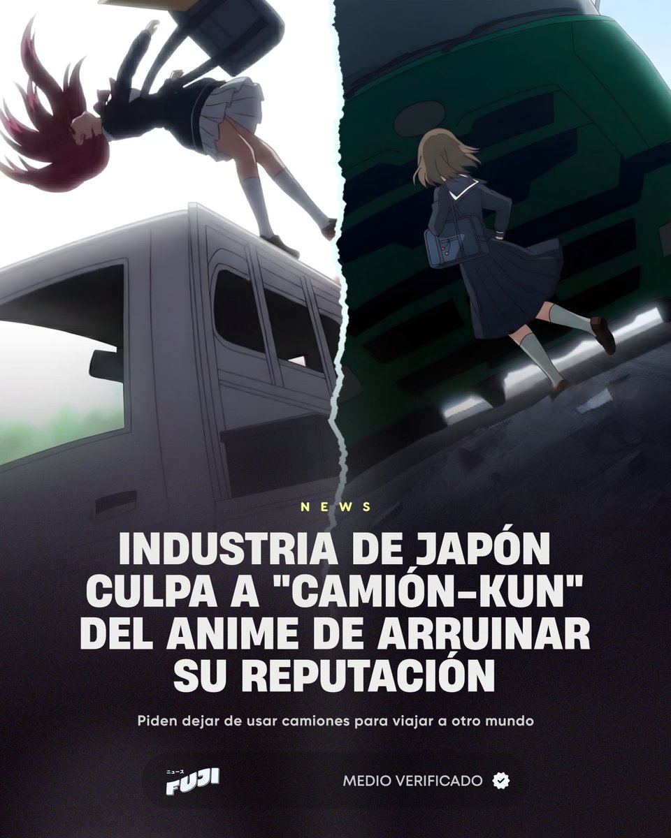🚛 YA NO MÁS: La industria logística de Japón se quejó del "Camión-kun".

Un reporte señala que el cliché del camión que "envía" a los protagonistas a un isekai está generando "mensajes subliminales negativos" y un miedo injustificado hacia estos vehículos. Afirman que esto