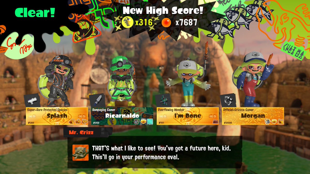 SmashingSplash2's tweet photo. This was my first real Salmon Run grind of 2026 after taking a break, and I ended up with 316 for the last new Eggstra Work! This was also my only run with a 90+ mothership wave. Thank you and ggs to everyone who played with me this Valentine’s Day weekend! ❤️🎉 https://t.co/ArLzrzxhFX