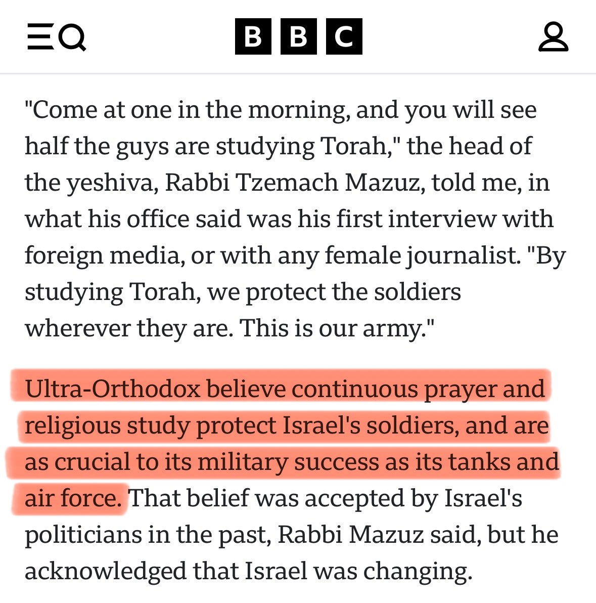 Genuinely heartwarming scenes coming out of the colony as one faction tries to lynch another.

Ultra orthodox settlers—historically exempted from IDF service—are now being conscripted due to recruiting shortfalls from “liberal” Zionists also refusing service.