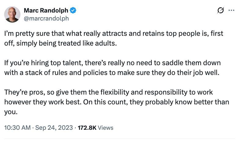 That is exactly how we think about hiring at <a href="/legistify/">Legistify</a> .

We are not building a company where people wait for permission. 

We are building one where people are high agency, take the wheel, and drive outcomes without being told how.

<a href="/marcrandolph/">Marc Randolph</a> put it simply. If you are