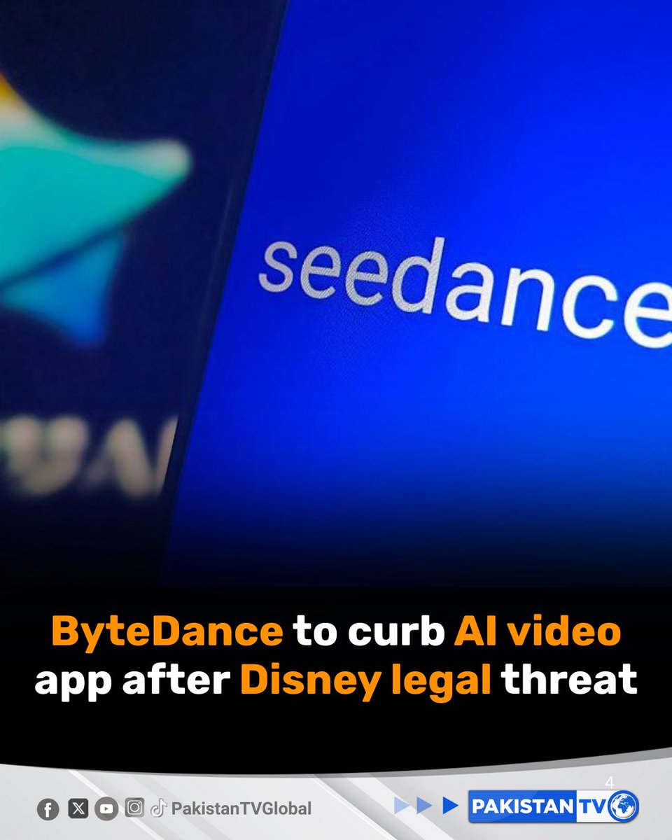 PakTVGlobal's tweet image. Chinese technology giant ByteDance has pledged to curb a controversial AI video-making tool, following threats of legal action from Disney and complaints from other entertainment giants.

#ByteDance #AITechnology #AIVideo #Disney #TechRegulation #IntellectualProperty #PakistanTV