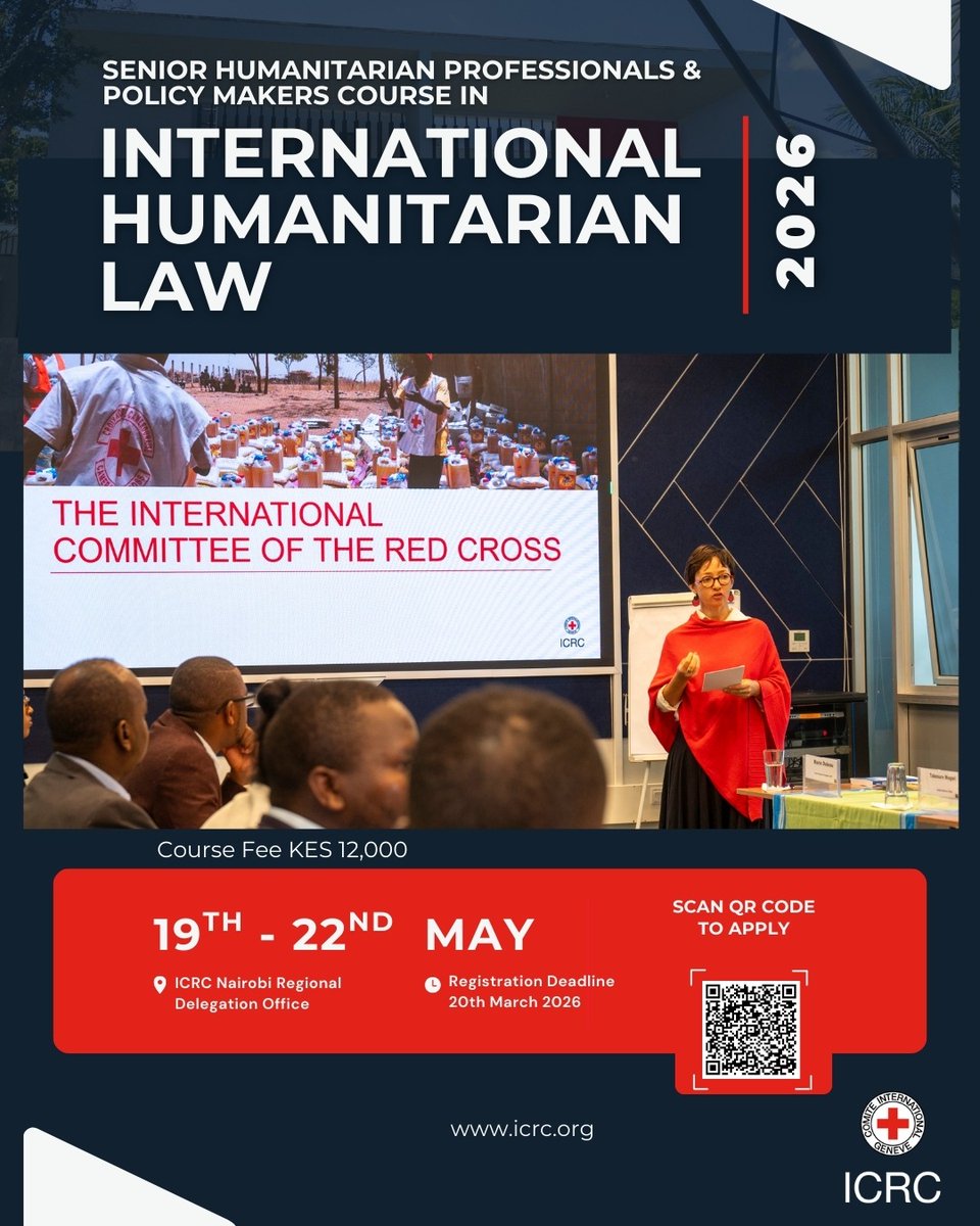 📣 ANNOUNCEMENT 📣 

Don't miss your chance to register for the Senior Humanitarian Professionals and Policymakers Course in IHL 2026. 

This four-day course provides practical IHL knowledge applicable to fieldwork and decision-making processes.

Scan the QR code to apply.