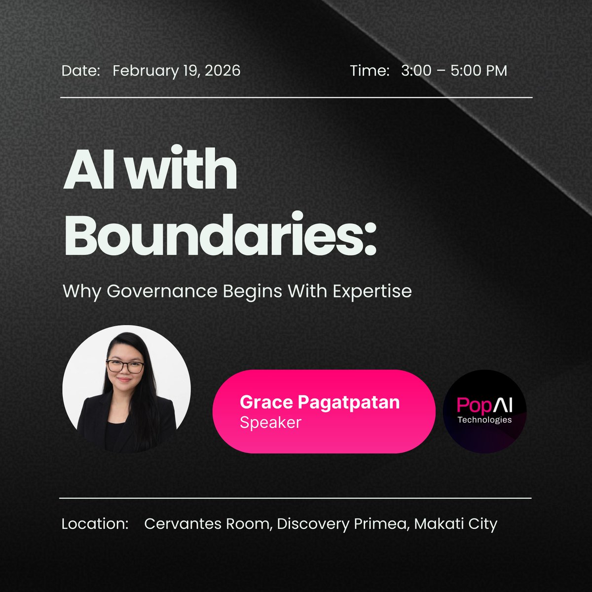 popai_tech's tweet photo. Join us at the Marketing Council Forum From Creation to Compliance Governing AI Generated Content in Marketing!

Hear AI expert Grace Pagatpatan present “AI With Boundaries: Why Governance Begins With Expertise” and share insights on responsible, context-aware AI.

#PopAI #CCAP https://t.co/2lwhXBBF1I