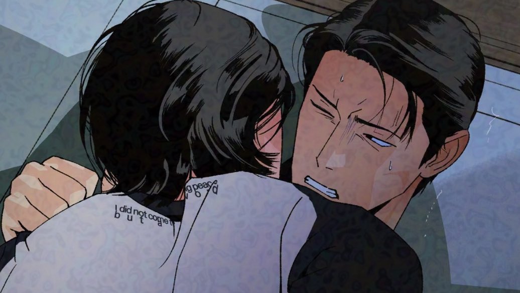 การ์ตูนวาย…วายวอด พี่นายทุนไม่น่าปากดีเวิ่นเยอะเลย พริบตาเดียวบนล่างรุกรับก็พลิกผัน ตอนจบไม่หวังว่าจะรักกันหวานชื่น ขอแค่ชื่อเรื่องเพียงสันติพอ แต่ตอนนี้ I did not come to bring peace, but a sword น้องหมาสลัมมันเปิดเกมรุกชักดาบแทงก่อนแล้ว