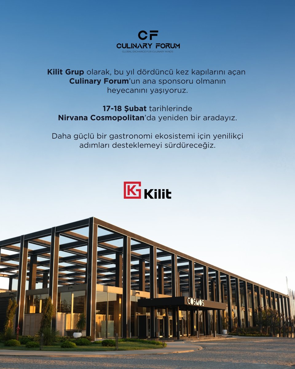 Gastronomi sektörünün en prestijli buluşmalarından biri olan Culinary Forum 2026 için geri sayım başladı!

17-18 Şubat tarihlerinde sektörün önde gelen profesyonellerini, vizyoner şeflerini ve gastronomi tutkunlarını Nirvana Cosmopolitan’da bir araya getiriyoruz.